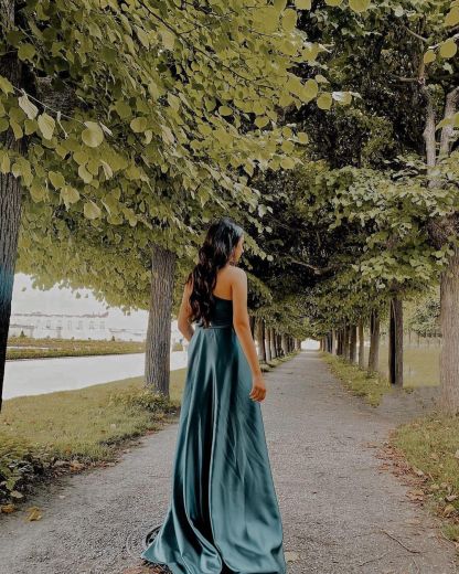 Simple A-line One Shoulder Satin Floor-length Prom Dress With Ruffles