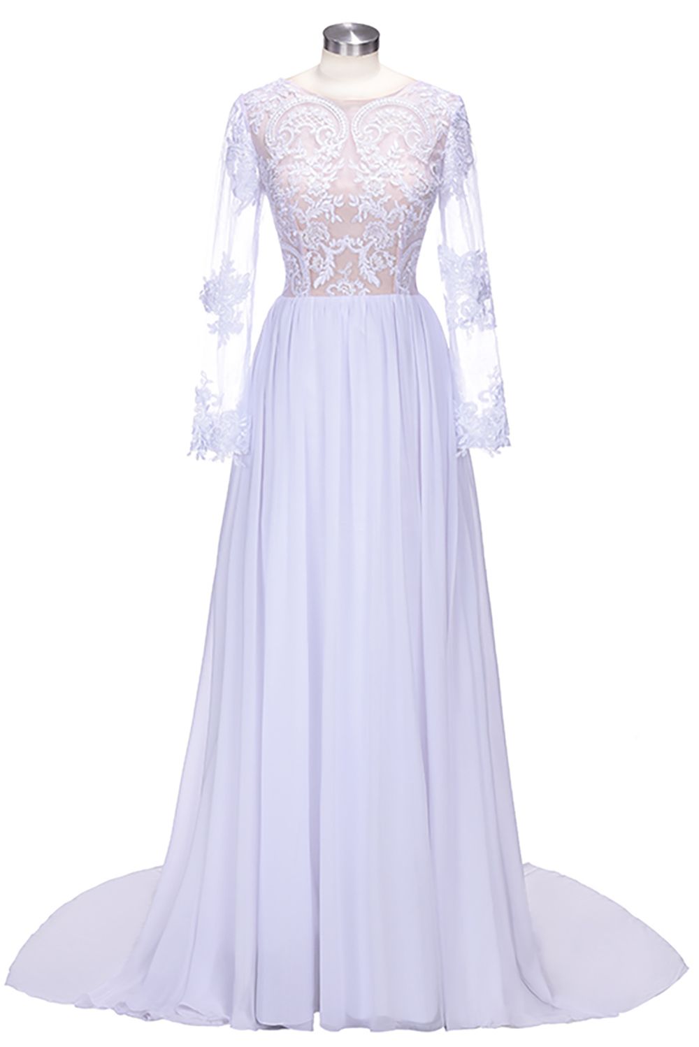 Long Sleeves Lace Appliques A-line Bridesmaid Dress