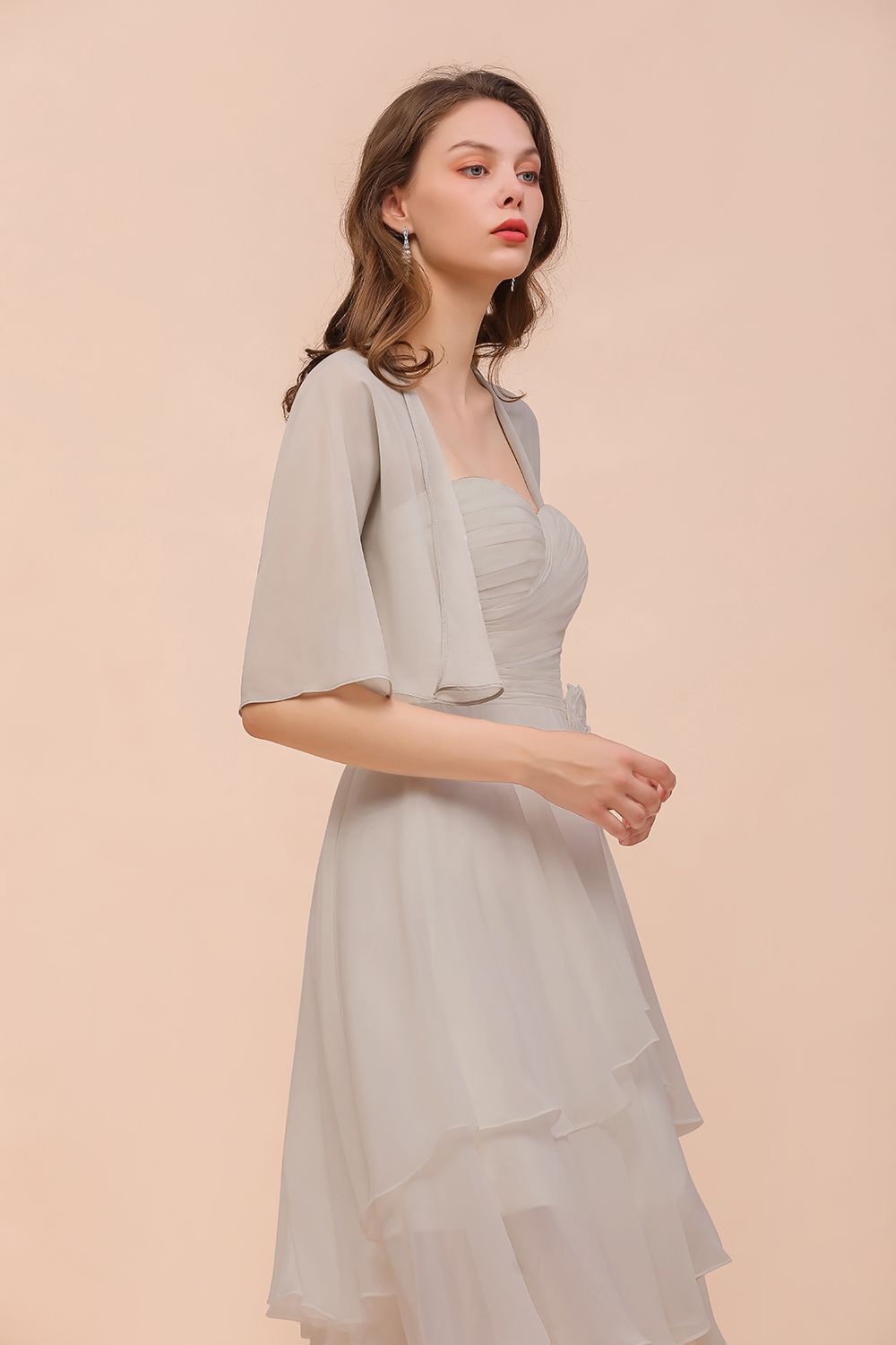 BM1083 Silver Half Sleeves Chiffon Special Occasions Wraps