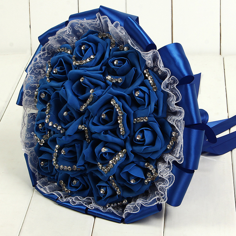 Glitter Crystal Beading Wedding Bouquets with Lace