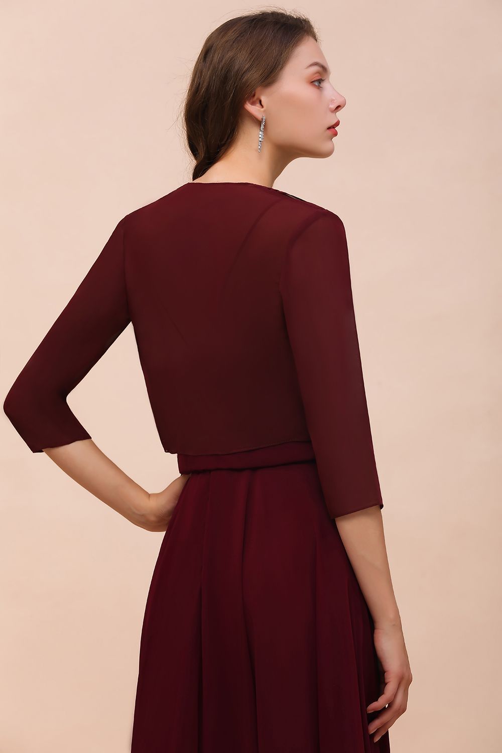 BM1892 Half Sleeves Chiffon Burgundy Special Occasion Wraps