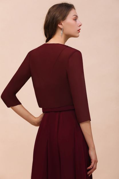 BM1892 Half Sleeves Chiffon Burgundy Special Occasion Wraps