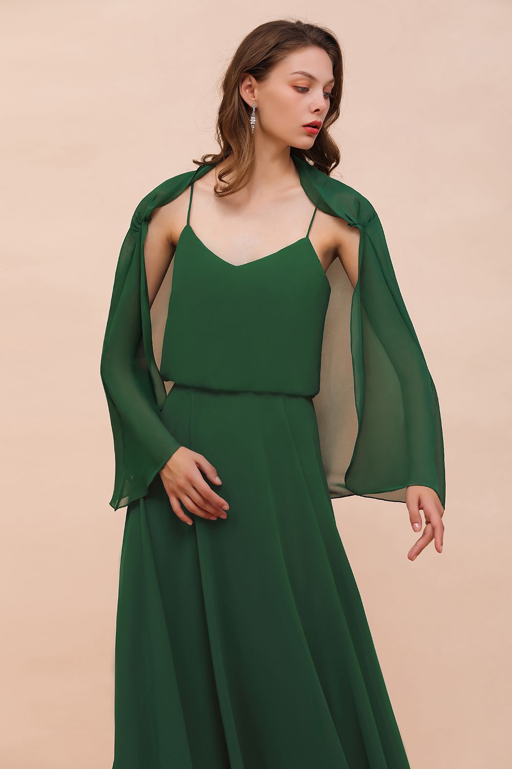 BM1893 Dark Green Long Sleeve Chiffon Special Occasion Wraps
