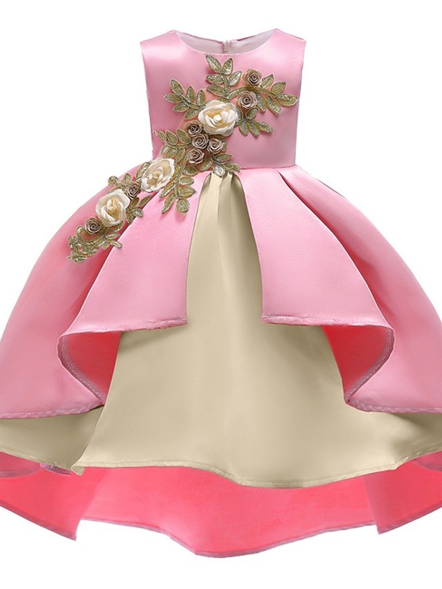 Ball Gown Ankle Length Pageant Flower Girl Dresses - Polyester Sleeveless Jewel Neck With Appliques