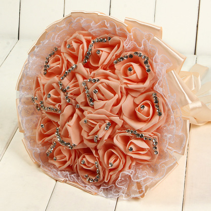 Glitter Crystal Beading Wedding Bouquets with Lace