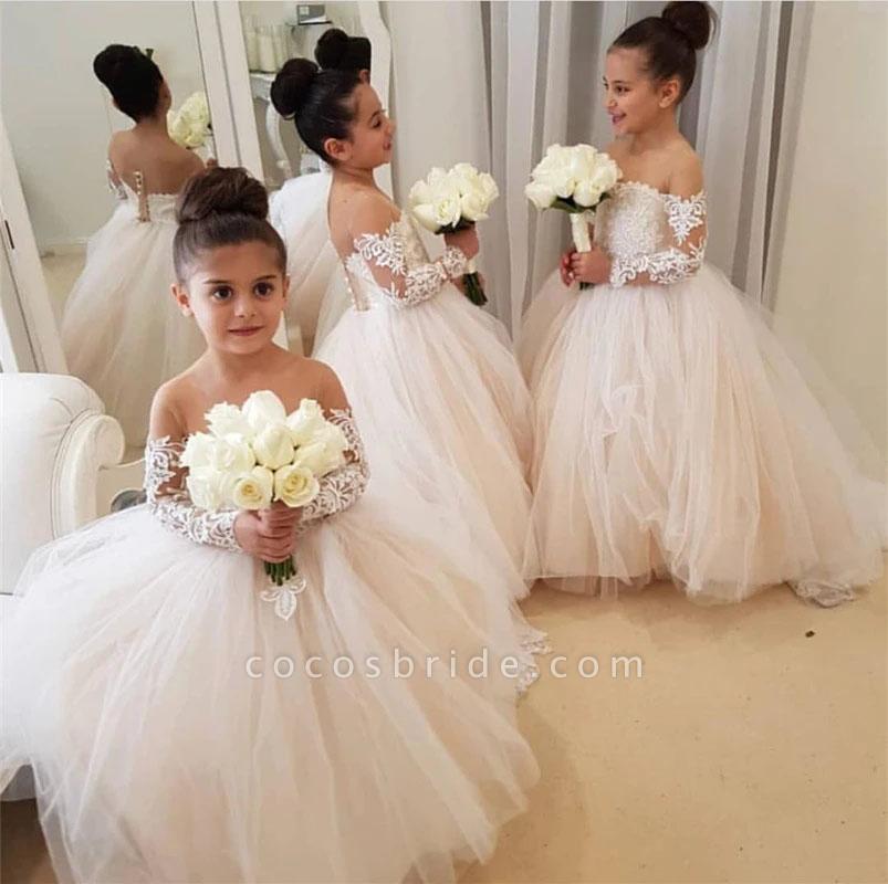 Boho Long Sleeves Lace Flower Girl Dresses for Wedding