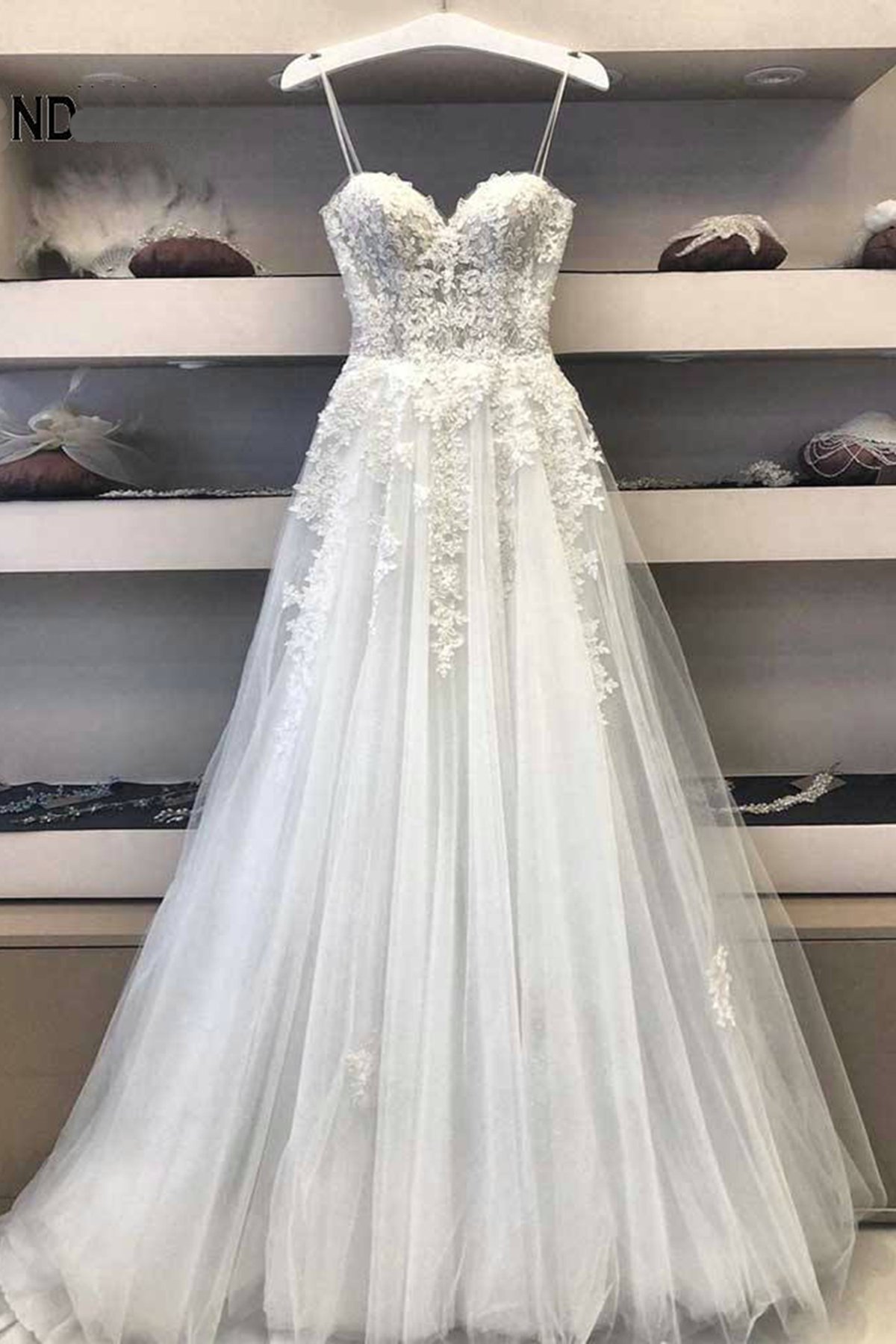 A Line Lace Wedding Dress Princess White Long Formal Bridal Gown