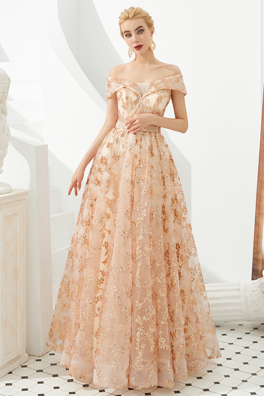 Graceful Off-the-shoulder Tulle A-line Prom Dress