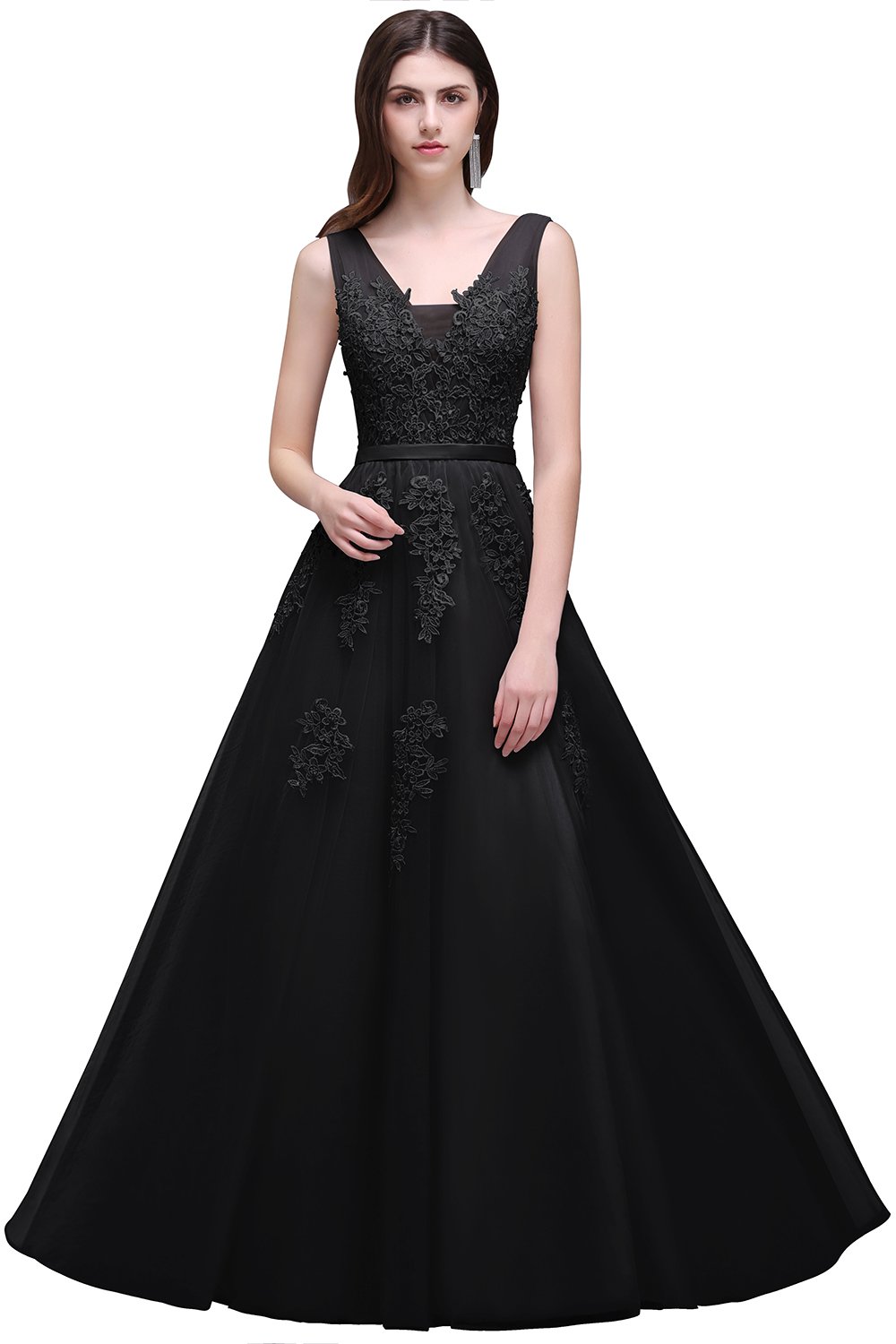 Fabulous V-neck Tulle A-line Evening Dress