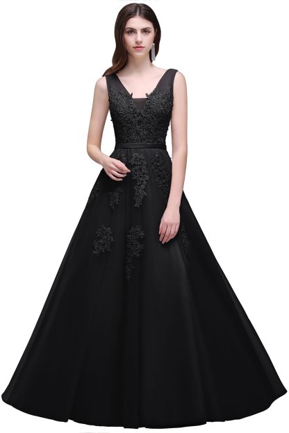 Fabulous V-neck Tulle A-line Evening Dress