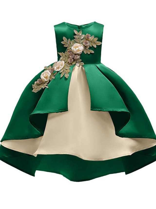 Ball Gown Ankle Length Pageant Flower Girl Dresses - Polyester Sleeveless Jewel Neck With Appliques