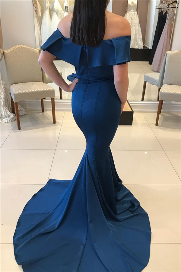 Long Off-the-shoulder Satin Mermaid Prom Dress