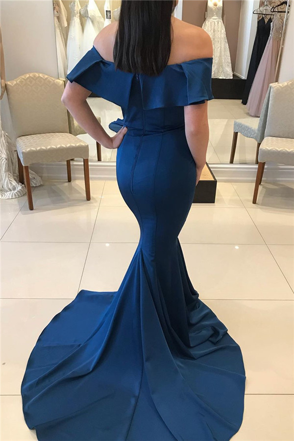 Long Off-the-shoulder Satin Mermaid Prom Dress