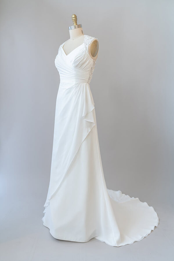 Long Sweetheart Ruffle Lace Chiffon Mermaid Wedding Dress