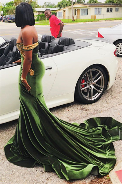 Latest Off-the-shoulder Appliques Mermaid Prom Dress