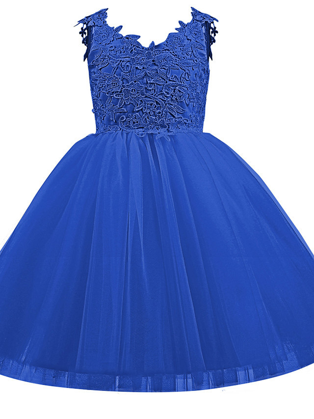 Short Ball Gown Tulle Flower Girl Dresses White First Communion Dresses