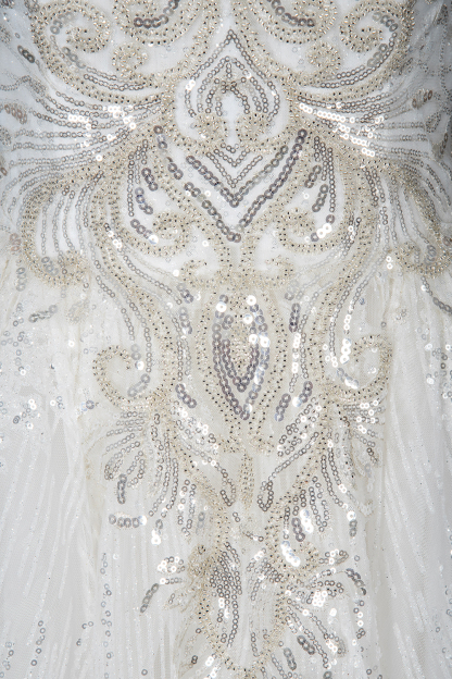 Long Straps Sequins Sweetheart Pleated Ball Gown Wedding Dresses