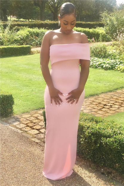 Beautiful Pink Long Mermaid Off-the-shoulder Satin Prom Dress