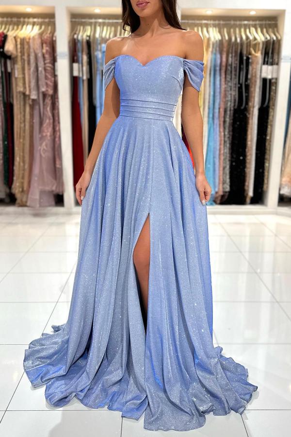 a line glitter prom dress Eloise – A & M Enterprises Bridal main image 0