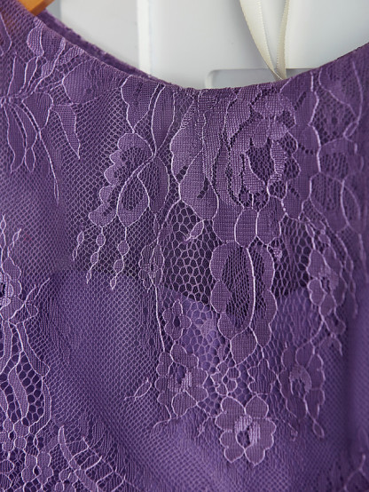 Long A-line Two Piece Chiffon Lace Junior Bridesmaid Dress