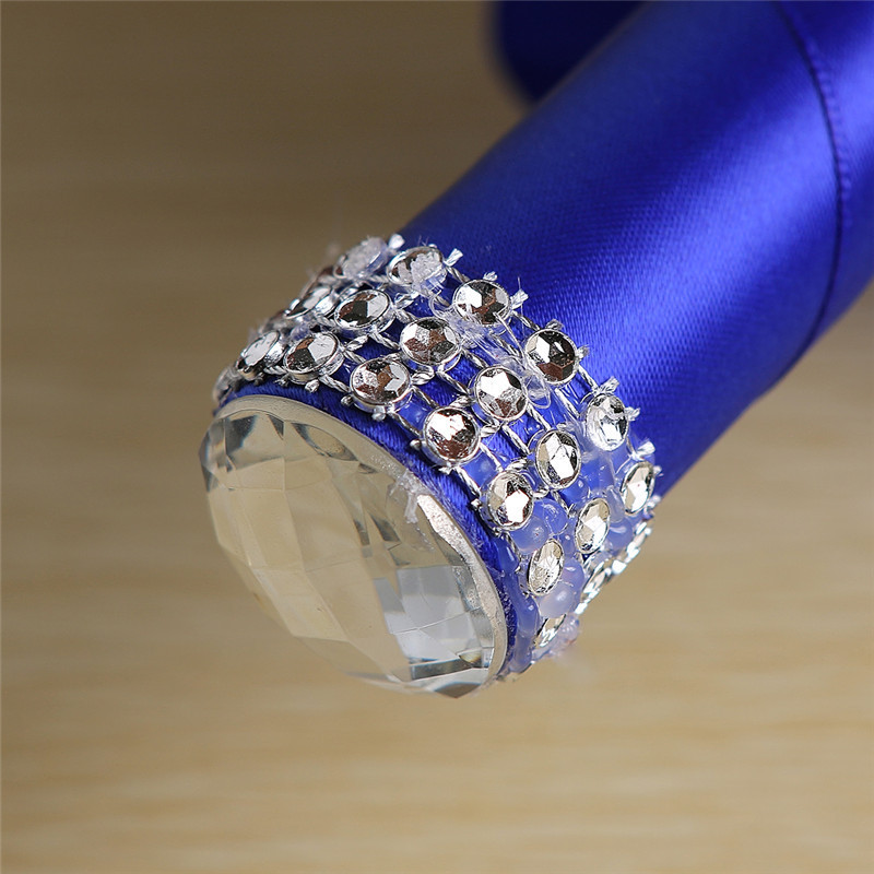 White Silk Rose Crystal Beading Bouquet in Colorful Handles