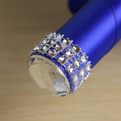 White Silk Rose Crystal Beading Bouquet in Colorful Handles