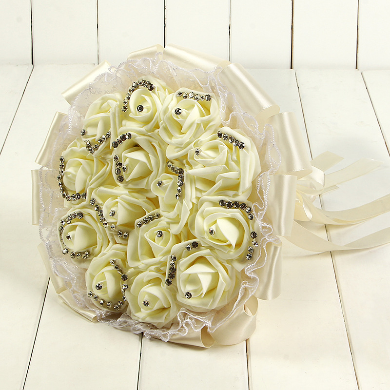 Glitter Crystal Beading Wedding Bouquets with Lace
