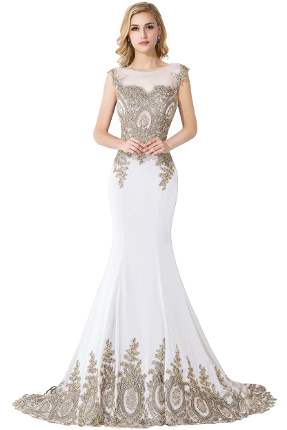 Mermaid Appliques Chiffon Court Train Evening Dress