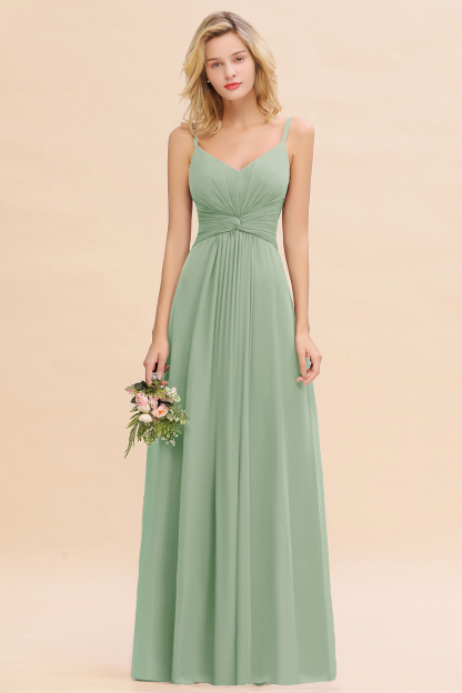 Elegant A-line Ruffles Spaghetti Straps Bridesmaid Dress