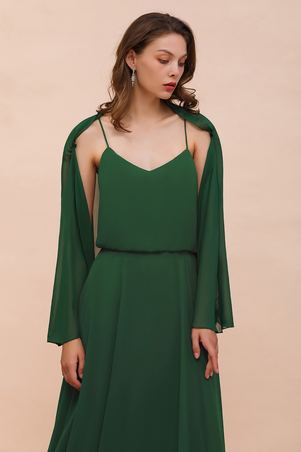 BM1893 Dark Green Long Sleeve Chiffon Special Occasion Wraps