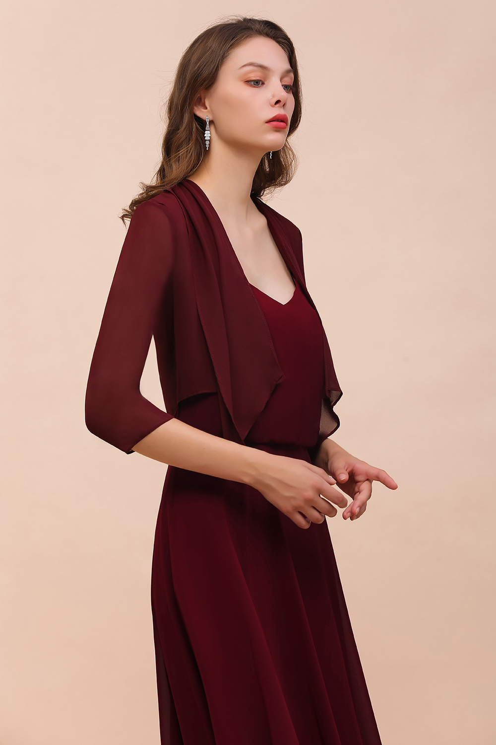 BM1892 Half Sleeves Chiffon Burgundy Special Occasion Wraps