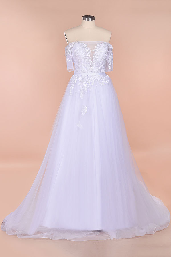 A-line Off-the-shoulder Appliques Wedding Dress