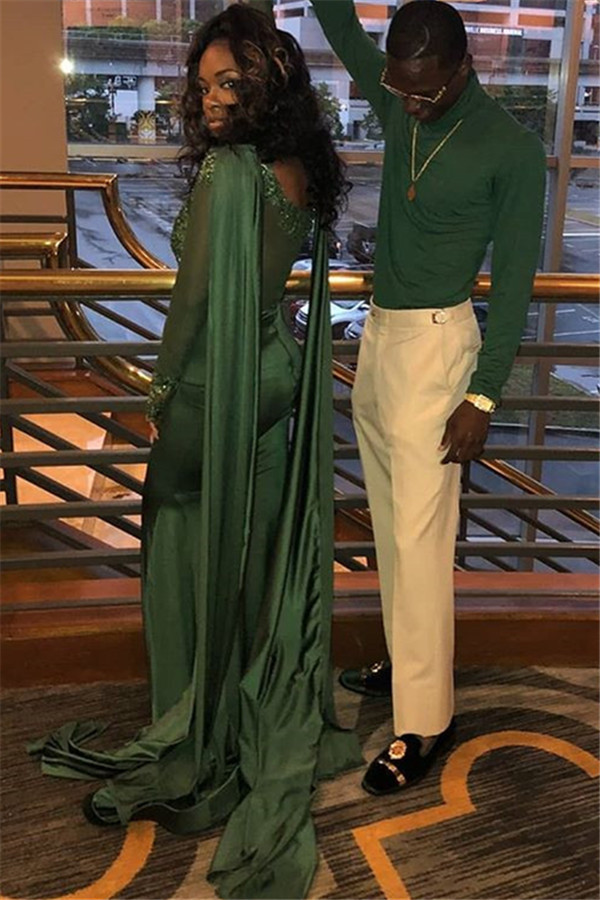 Elegant Jewel Stretch Satin Mermaid Prom Dress
