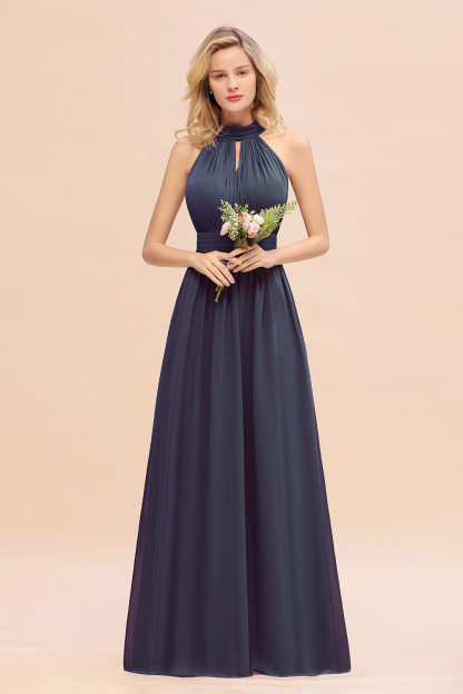 BM0758 Glamorous High-Neck Halter Bridesmaid Affordable Dresses with Ruffle