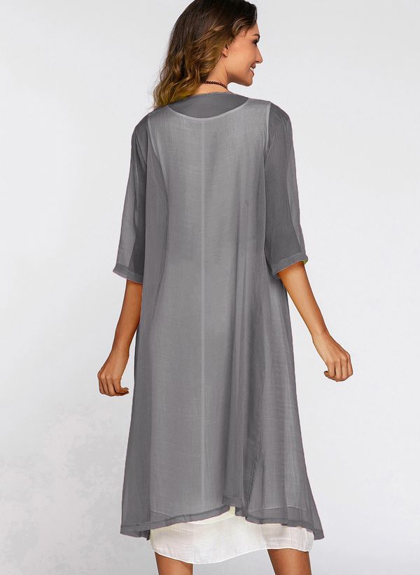 Floral Wrap Round Neckline Midi X-line Dress