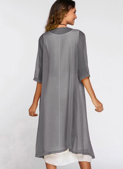 Floral Wrap Round Neckline Midi X-line Dress
