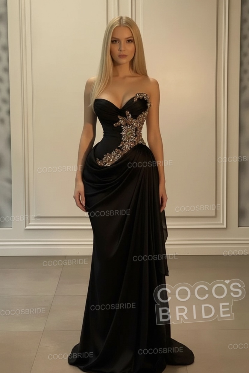 Sweetheart Mermaid Long Chiffon Prom Dress with Beads