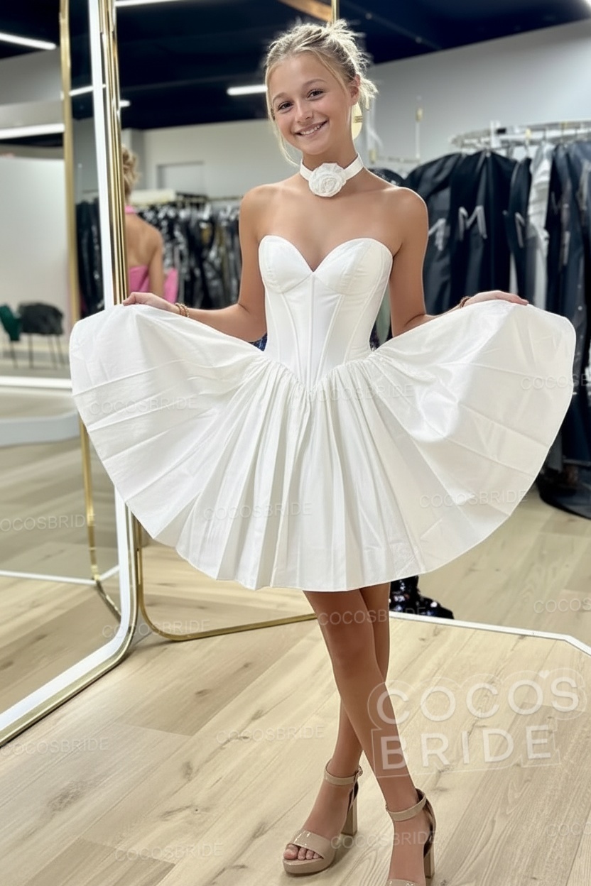Sweetheart A-Line Short Satin Homecoming Dress