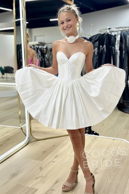 Sweetheart A-Line Short Satin Homecoming Dress