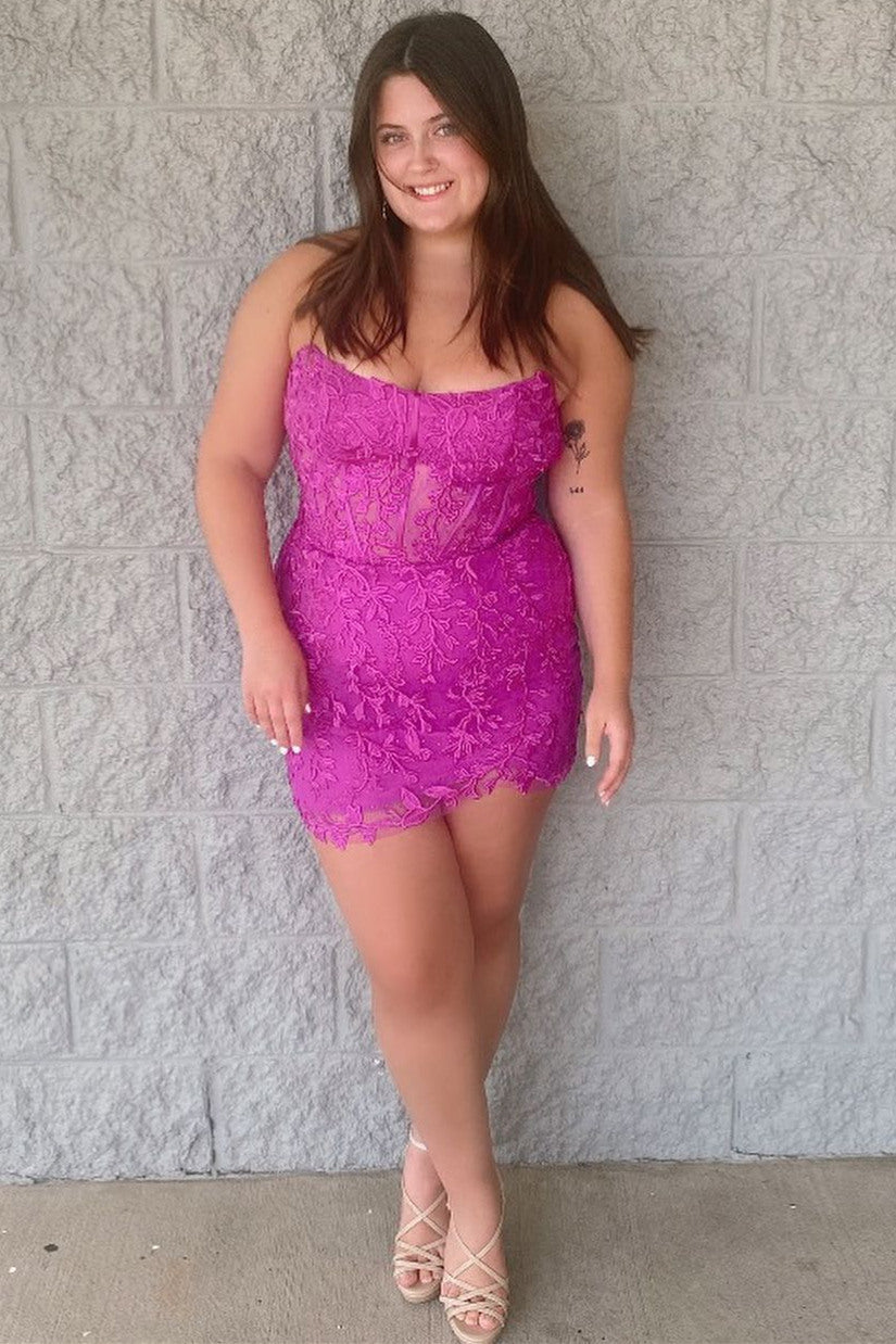 Red Strapless Appliques Bodycon Homecoming Dress