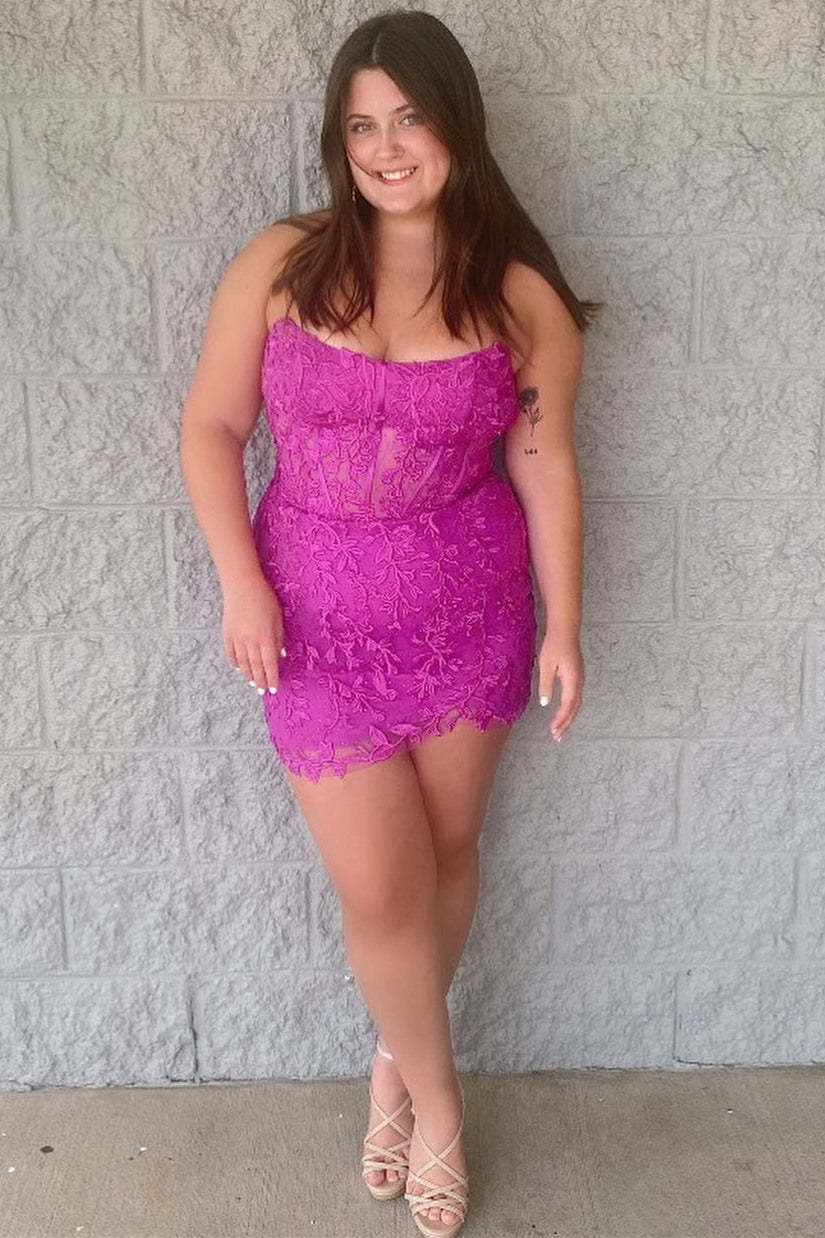 Red Strapless Appliques Bodycon Homecoming Dress