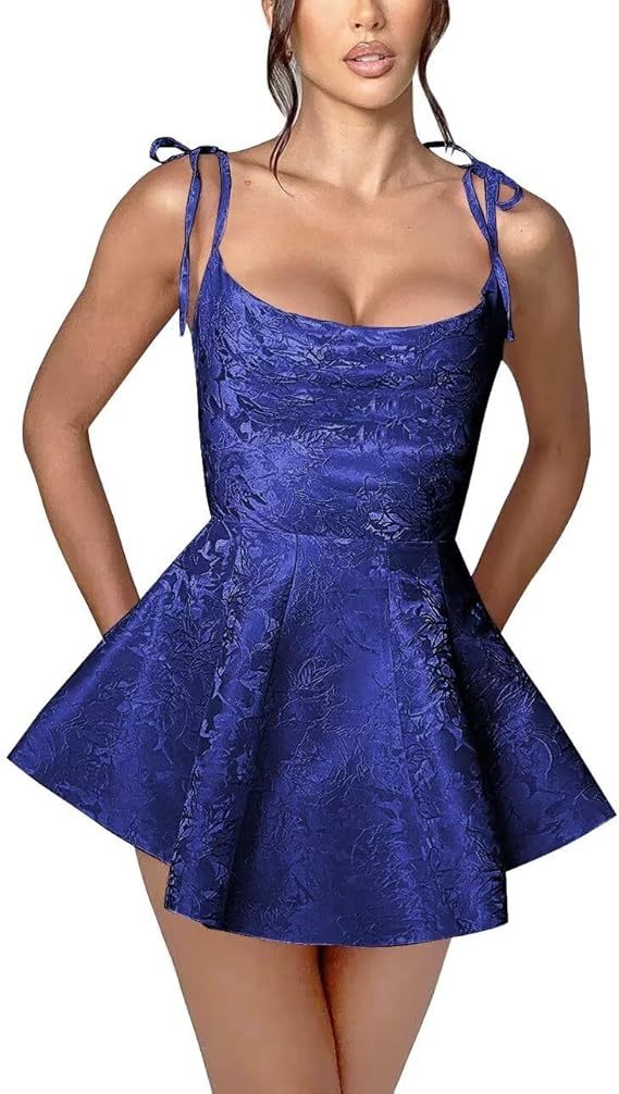 A-line Short Spaghetti Straps Satin Sleeveless Homecoming Dress - CoCosBride