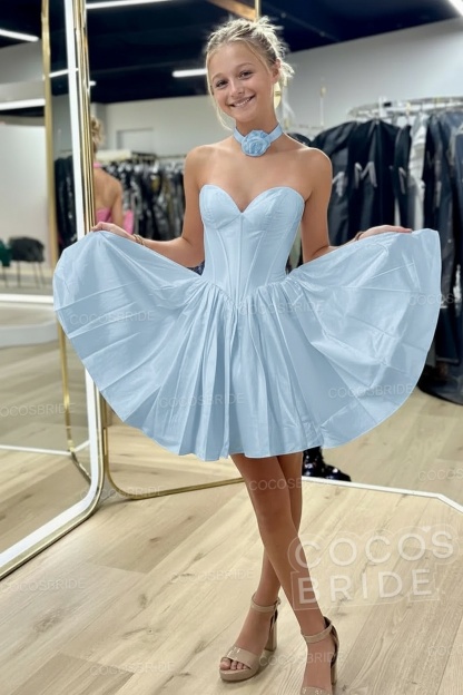 Sweetheart A-Line Short Satin Homecoming Dress