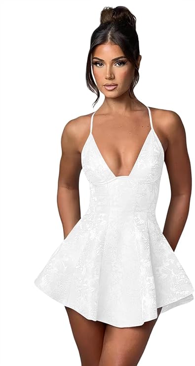 Short A-line Halter Satin Ruffle Jacquard Backless Homecoming Dress - CoCosBride