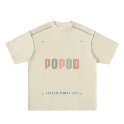 Contrast Seam Detail Loose Fit Cotton Tee PP3396