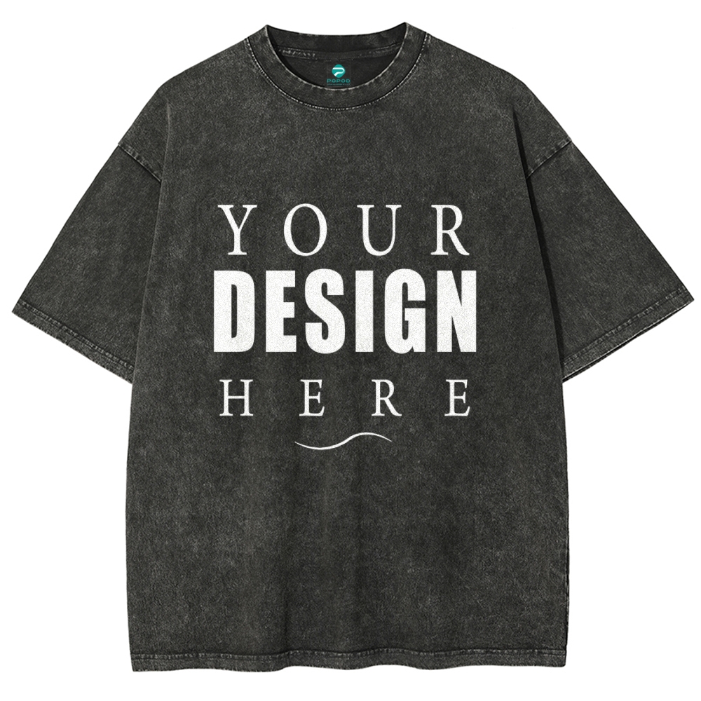 250g 15 colors fried snowflake vintage heavy cotton round neck short sleeve t-shirt