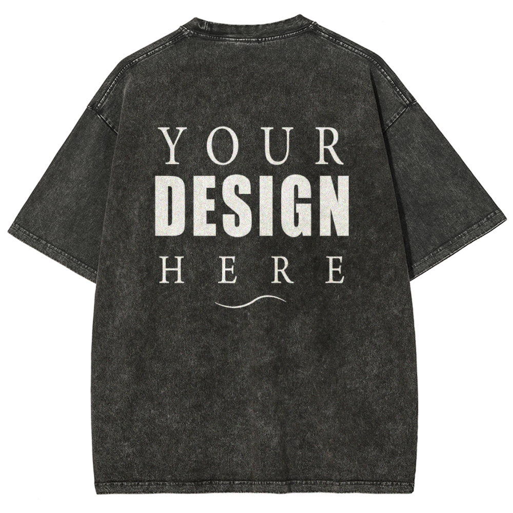 250g 15 colors fried snowflake vintage heavy cotton round neck short sleeve t-shirt