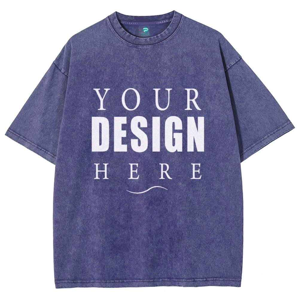 250g 15 colors fried snowflake vintage heavy cotton round neck short sleeve t-shirt