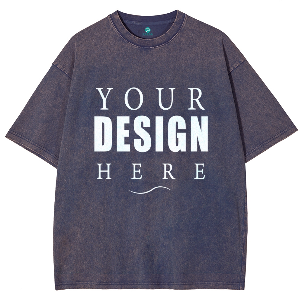 250g 15 colors fried snowflake vintage heavy cotton round neck short sleeve t-shirt