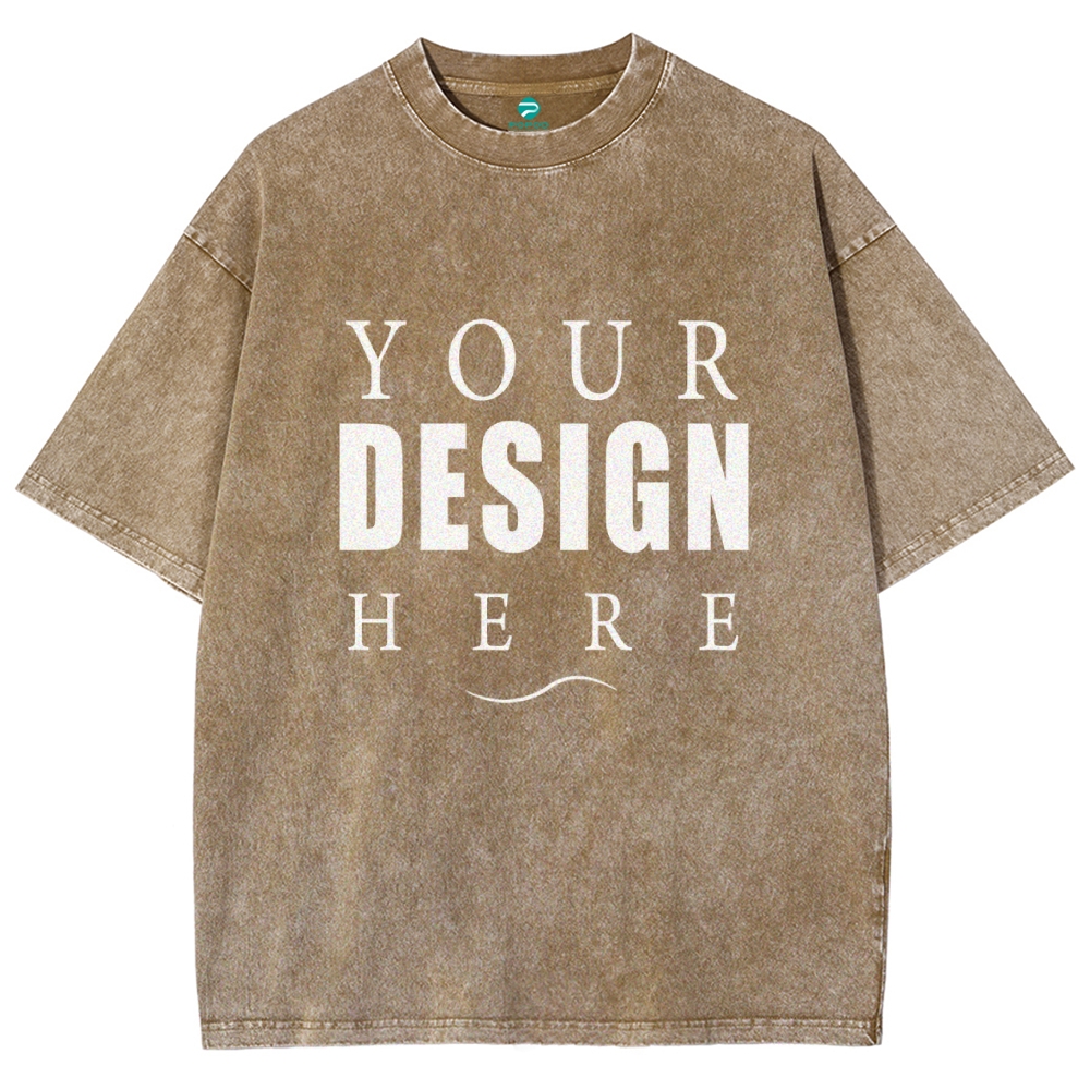 250g 15 colors fried snowflake vintage heavy cotton round neck short sleeve t-shirt